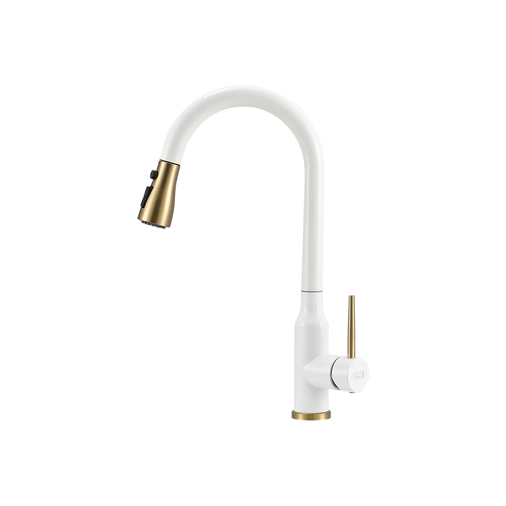 Retractable Pull-down Kitchen Faucet,White