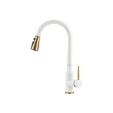 Retractable Pull-down Kitchen Faucet,White