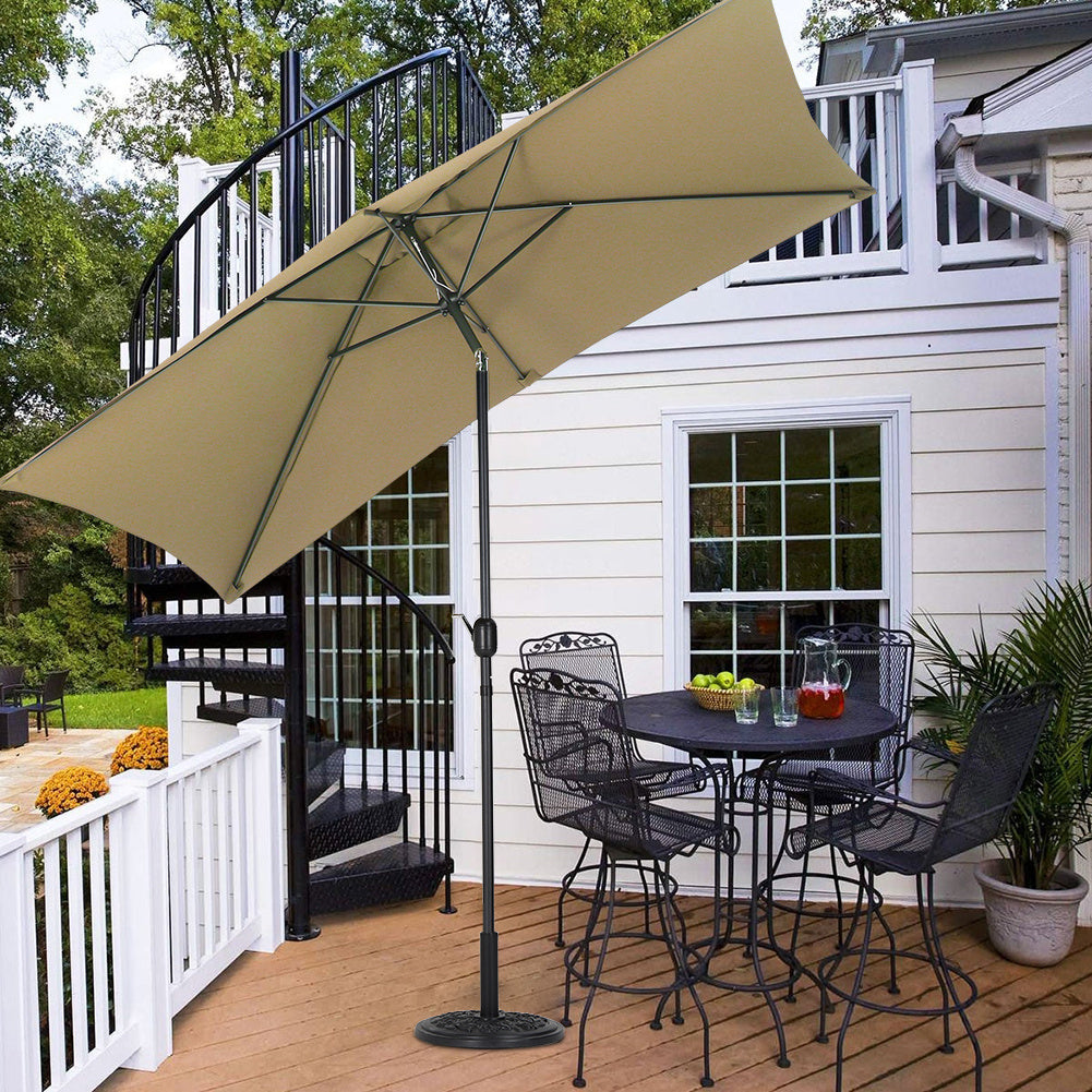 250 cm H Outdoor Waterproof Rectangular Parasol, with Round Base