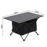 68x45CM Aluminum Portable Roll Top Camp Table with Storage Basket
