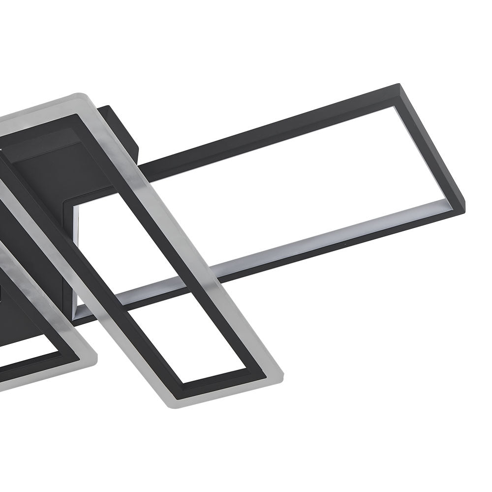 Geometric Black Frame LED Ceiling Light 90x60