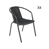 Black Rectangular Garden Tempered Glass Marble Coffee Table with Four chairs
