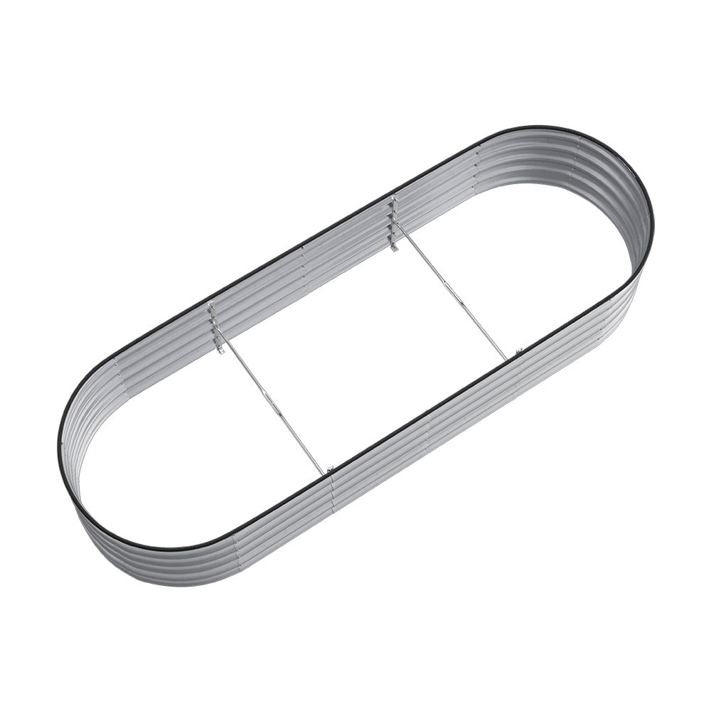 Silver 240cm Oval Shaped Galvanized Steel Raised Garden Bed