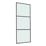 3 Frosted Glass Black Barn Door with Sliding Hardware Kit
