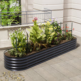 Anthracite 320cm Oval Shaped Galvanized Steel Raised Garden Bed