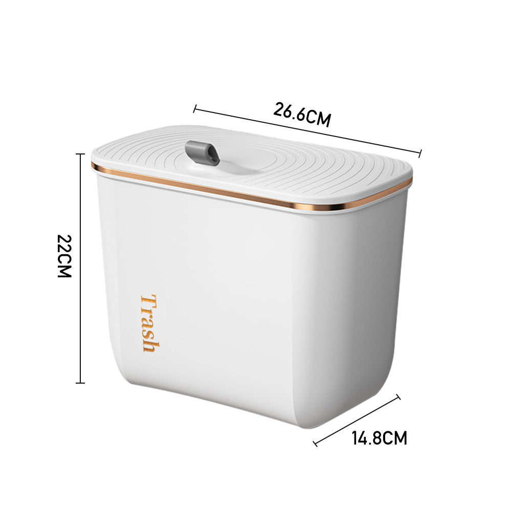 Pearl White 22cm Kitchen Bathroom Hanging Waste Bin with Lid
