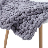 120x150CM Hand Woven Chenille Blanket for Couch and Bed,Grey