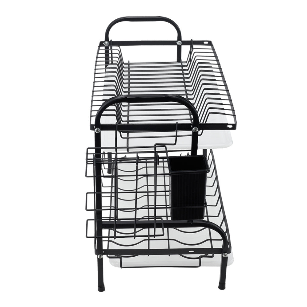 2-Tier Black Steel Dish Drying Rack