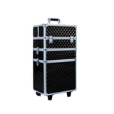 Black 3 in 1 Diamond Pattern Cosmetic Makeup Train Case