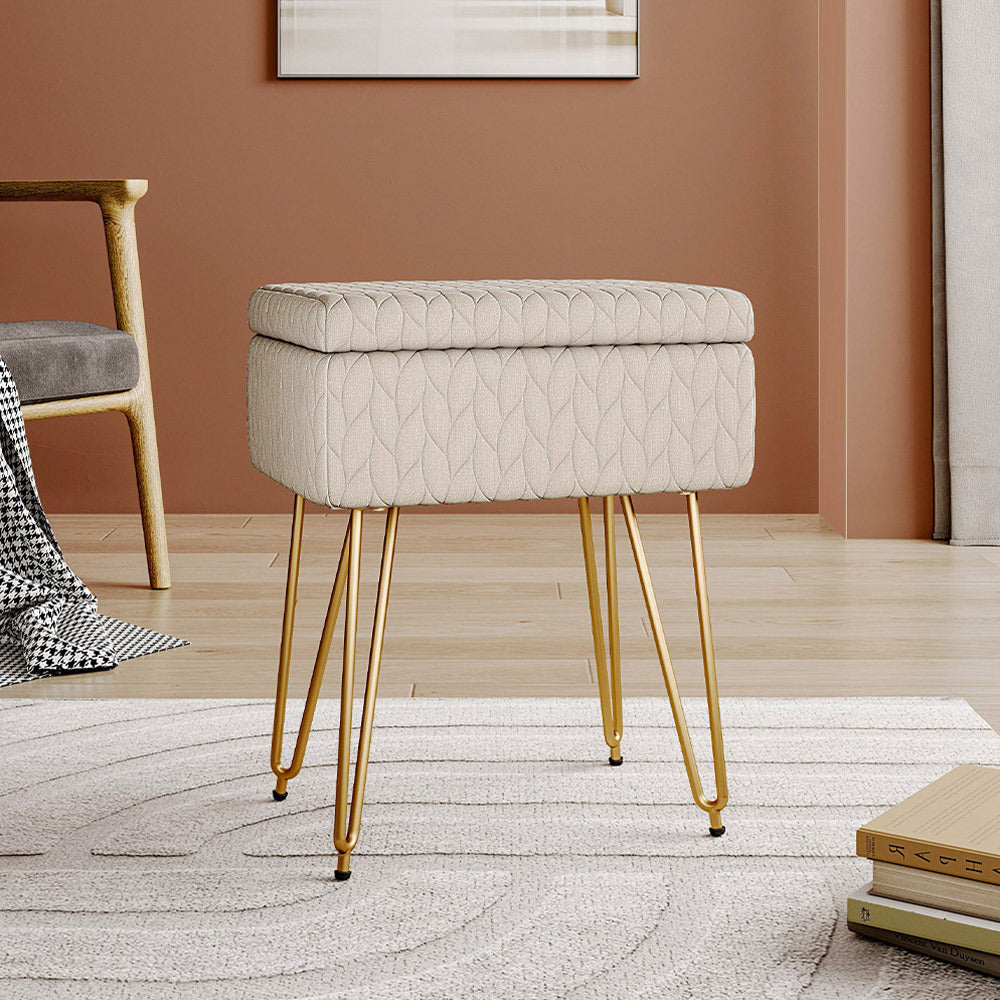 Rectangle Upholstered Storage Ottoman Vanity Stool – Thehotsale