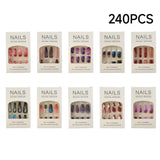 240PCS Colourful Press On Nails Glossy Fake Nails DIY Manicure Set