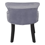 Grey Buttoned Velvet Dressing Table Stool