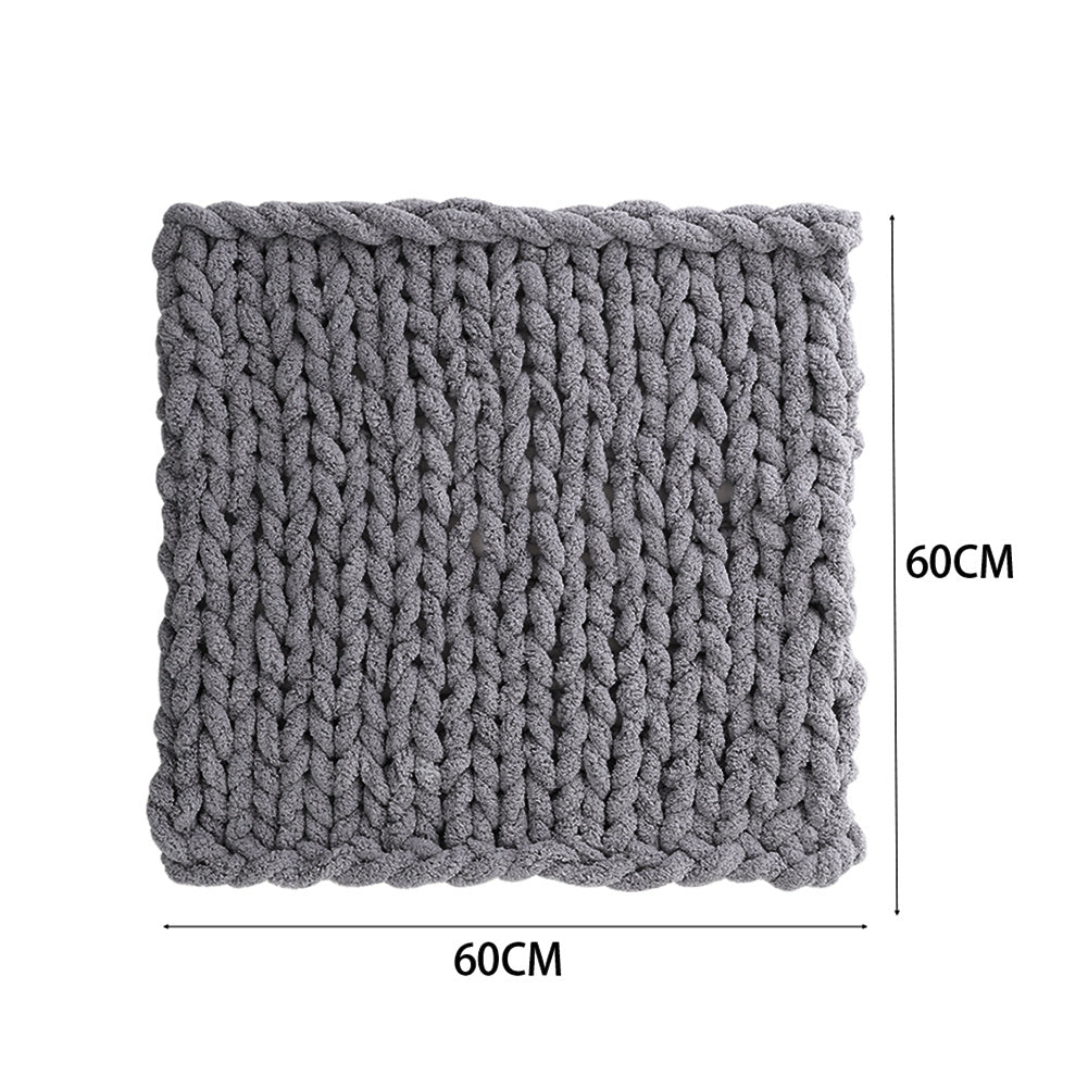 Dark Grey Hand Woven Chenille Blanket for Couch and Bed