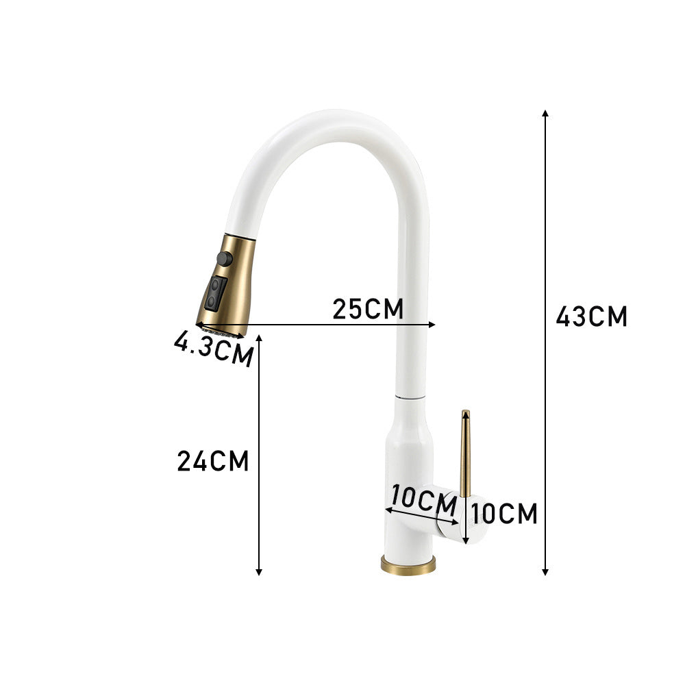 Retractable Pull-down Kitchen Faucet,White
