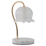 White 30.5cm Flower Shaped Glass Bedside Lamp
