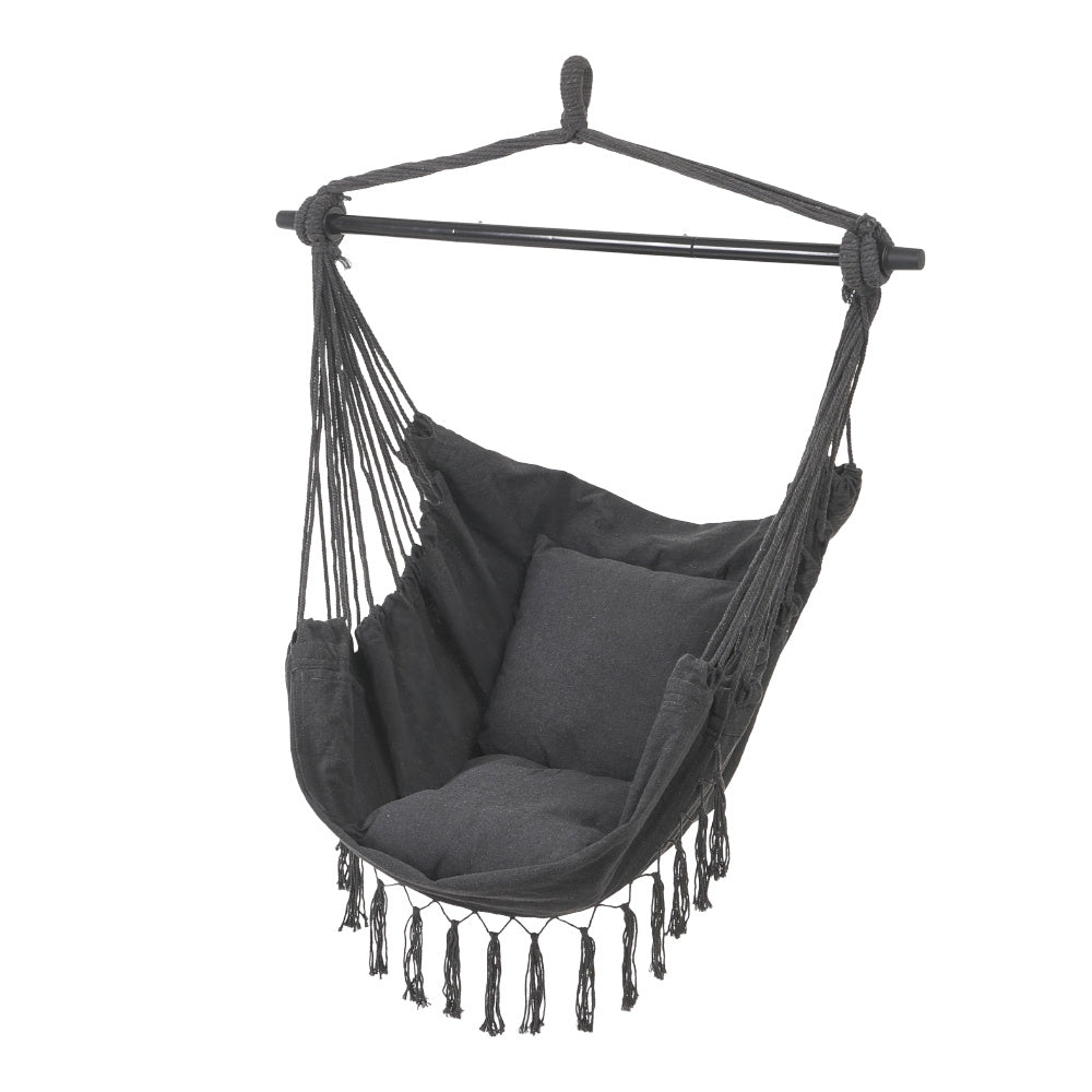Dark Grey Garden Hanging Canvas Hammock Swing Chair