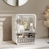 Large Capacity Makeup Cosmetics Organizer with Mirror,White