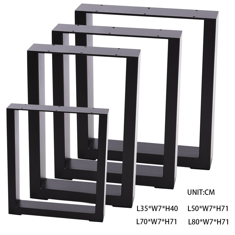 Set of 2 Metal Table Legs Frames Rectangular Steel Base Stands