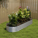 Silver 240cm Oval Shaped Galvanized Steel Raised Garden Bed