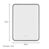 Black Framed Rectangular LED Light Bathroom Vanity Mirror