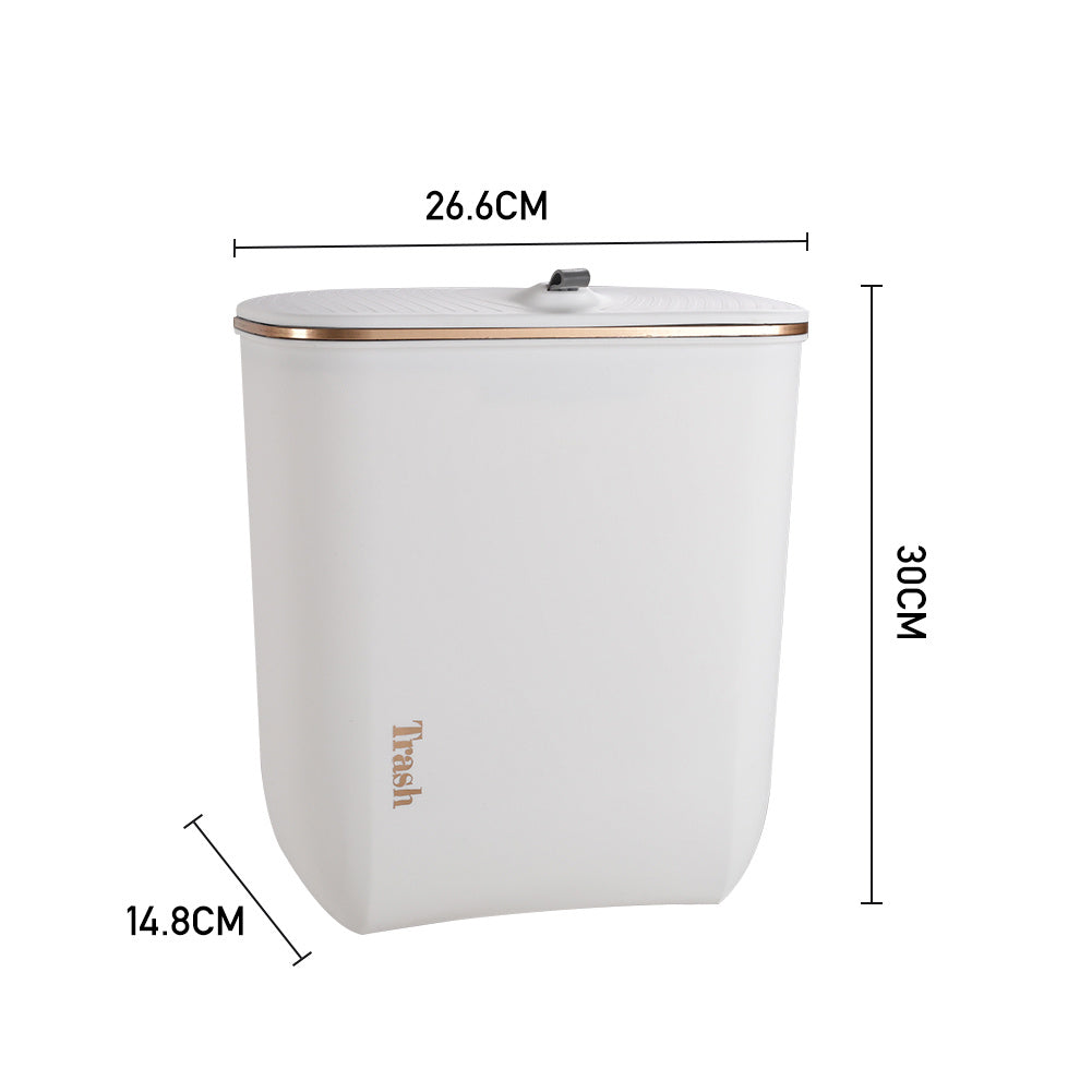 Pearl White 30cm Kitchen Bathroom Hanging Waste Bin with Lid