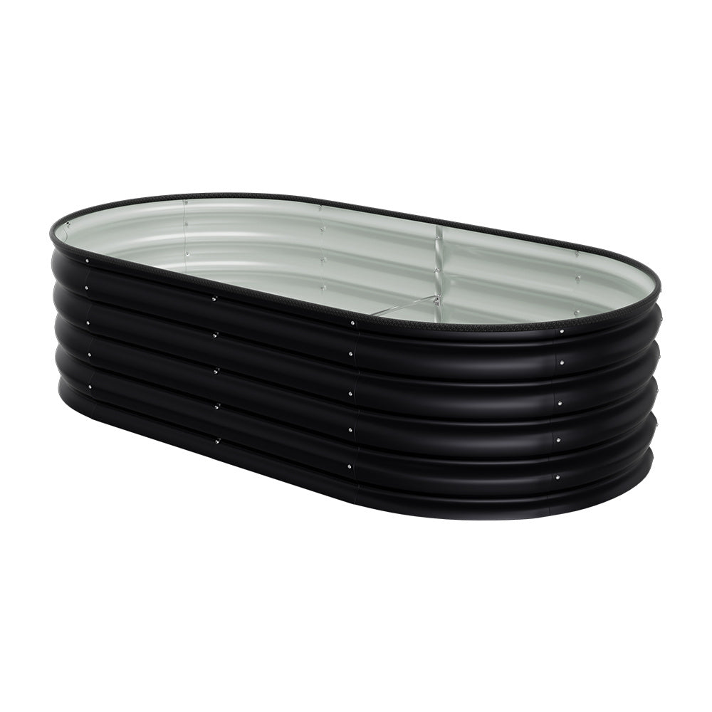 Anthracite 160cm Oval Shaped Galvanized Steel Raised Garden Bed