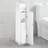 Wooden Free Standing Toilet Tissue Roll Holder, White