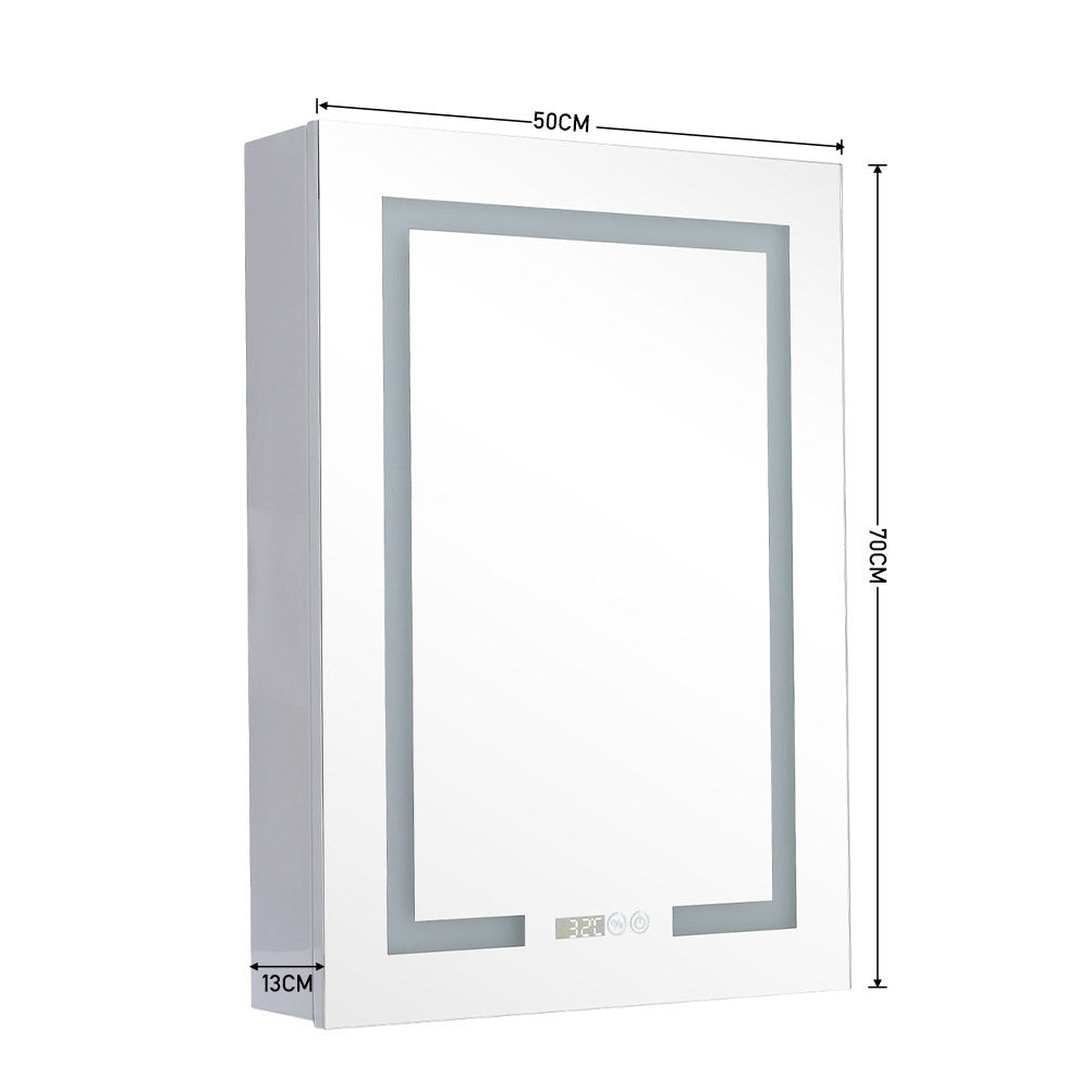 LED Bathroom Mirror Cabinet Single Door 50x13x70cm