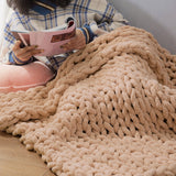 80x100CM Hand Woven Chenille Blanket for Couch and Bed,Khaki