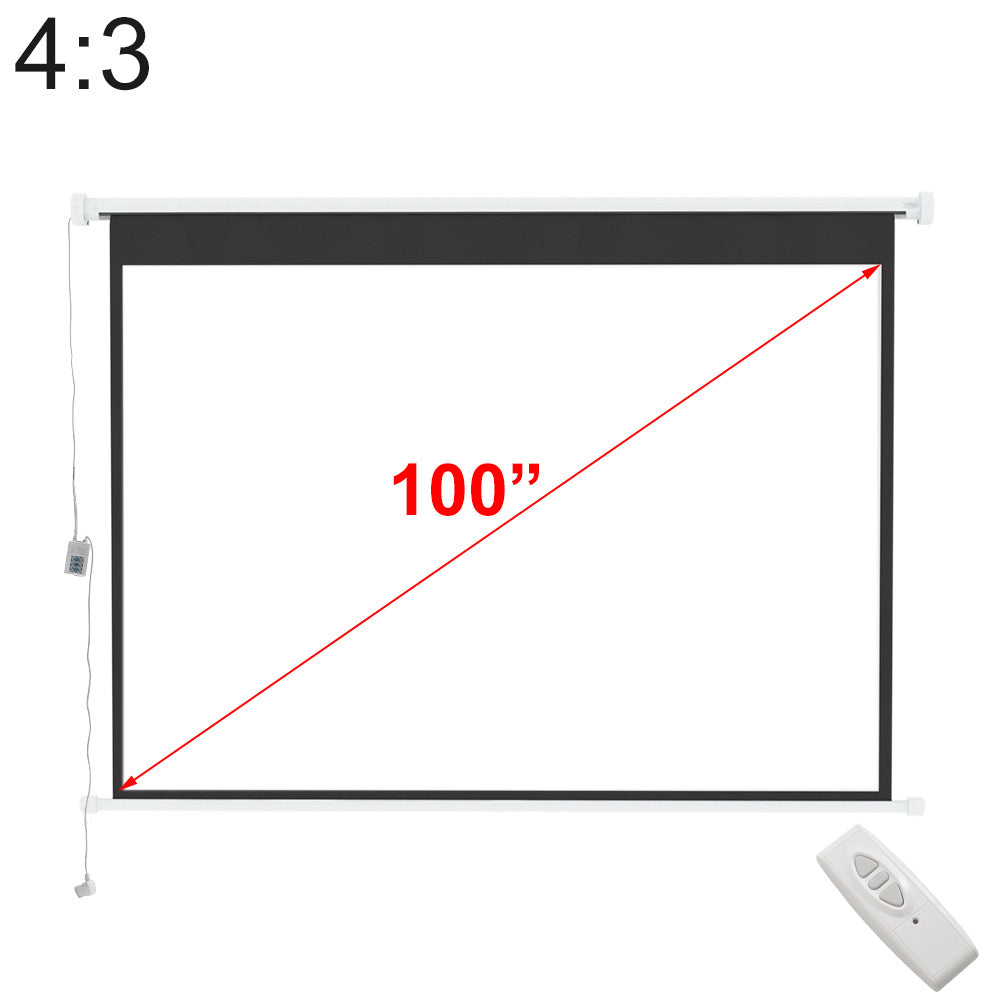 100 Inch Electric Projector Screen Matte White HD for School Home Cinema