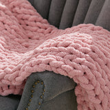 120x150CM Hand Woven Chenille Blanket for Couch and Bed,Pink