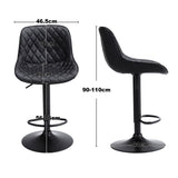 2 Pcs Faux Leather Height Adjustable Bar Stool Black