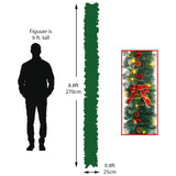 270CM Christmas 50 LED Light Up Xmas Decor Hanging Rattan, Red bowknot And Golden Bell