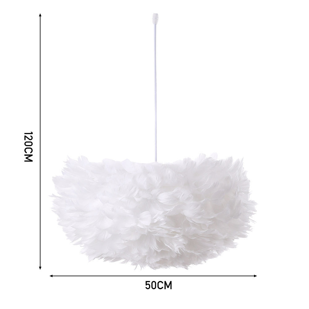 White 50x120cm Chic Feather 3 Light Pendant Light