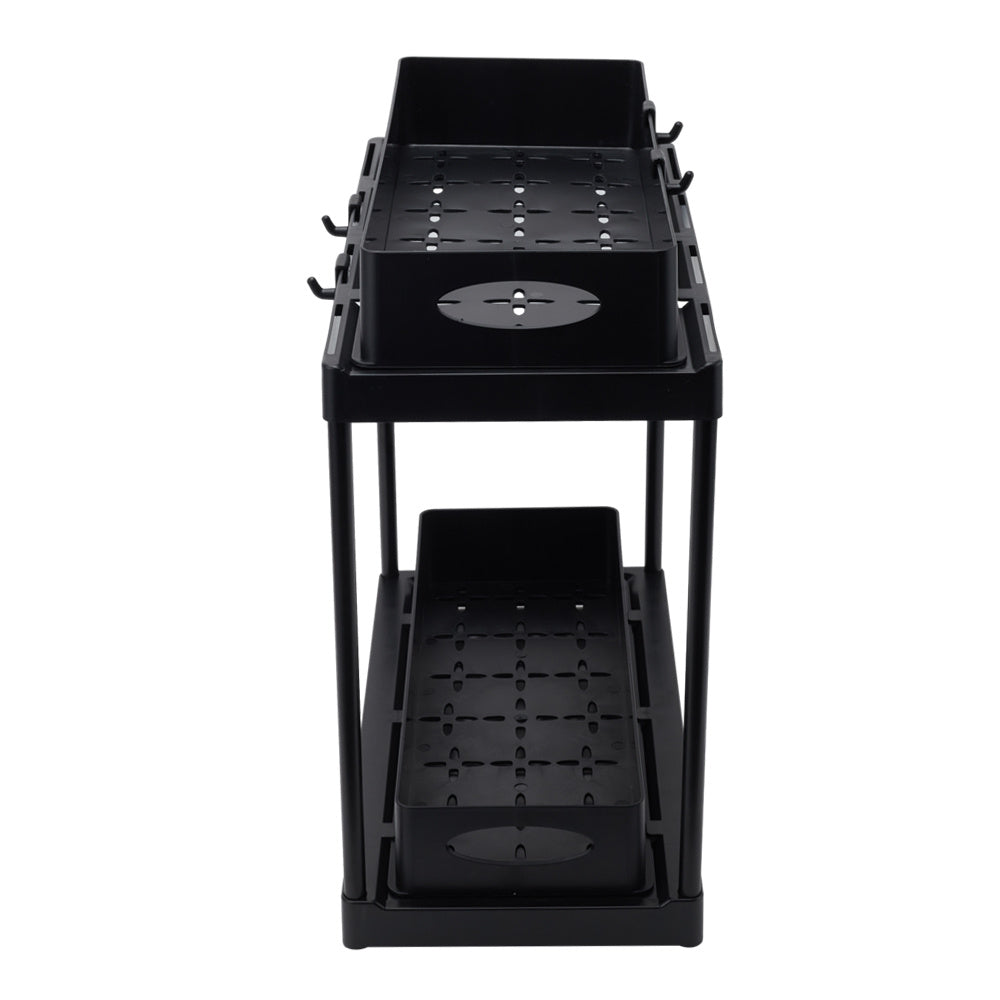 Black 2 Tier Under Sink Pull Out Storage Organizer