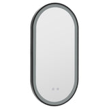 Black Modern Oval LED Wall Mirror Metal Framed