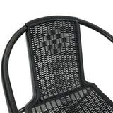 Set of 3 Garden Patio Glass Umbrella Round Table and Stackable Chairs Set