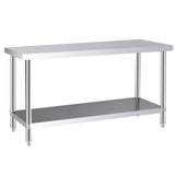 150CM Kitchen Work Table Steel Frame with Lower Shelf