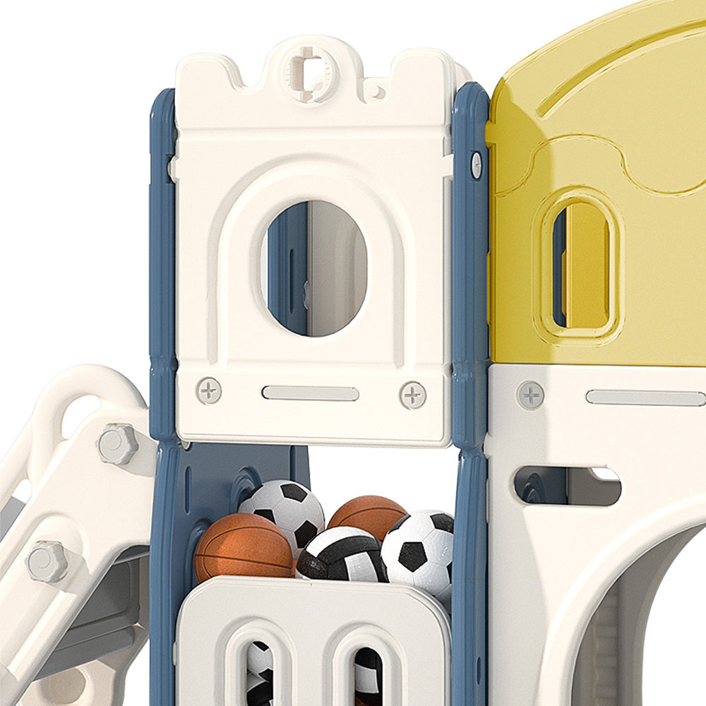 Kids Playset with Slide Basket Hoop Indoor Playground