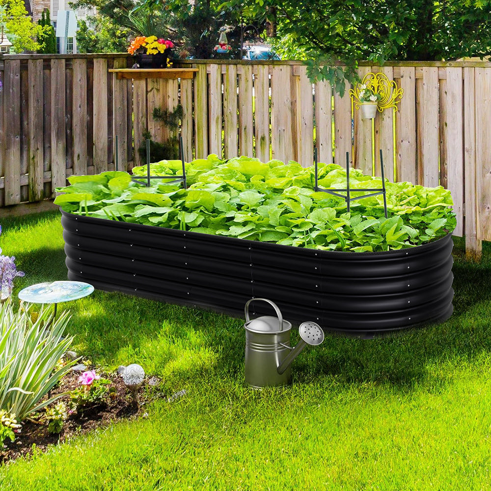 Anthracite 240cm Oval Shaped Galvanized Steel Raised Garden Bed