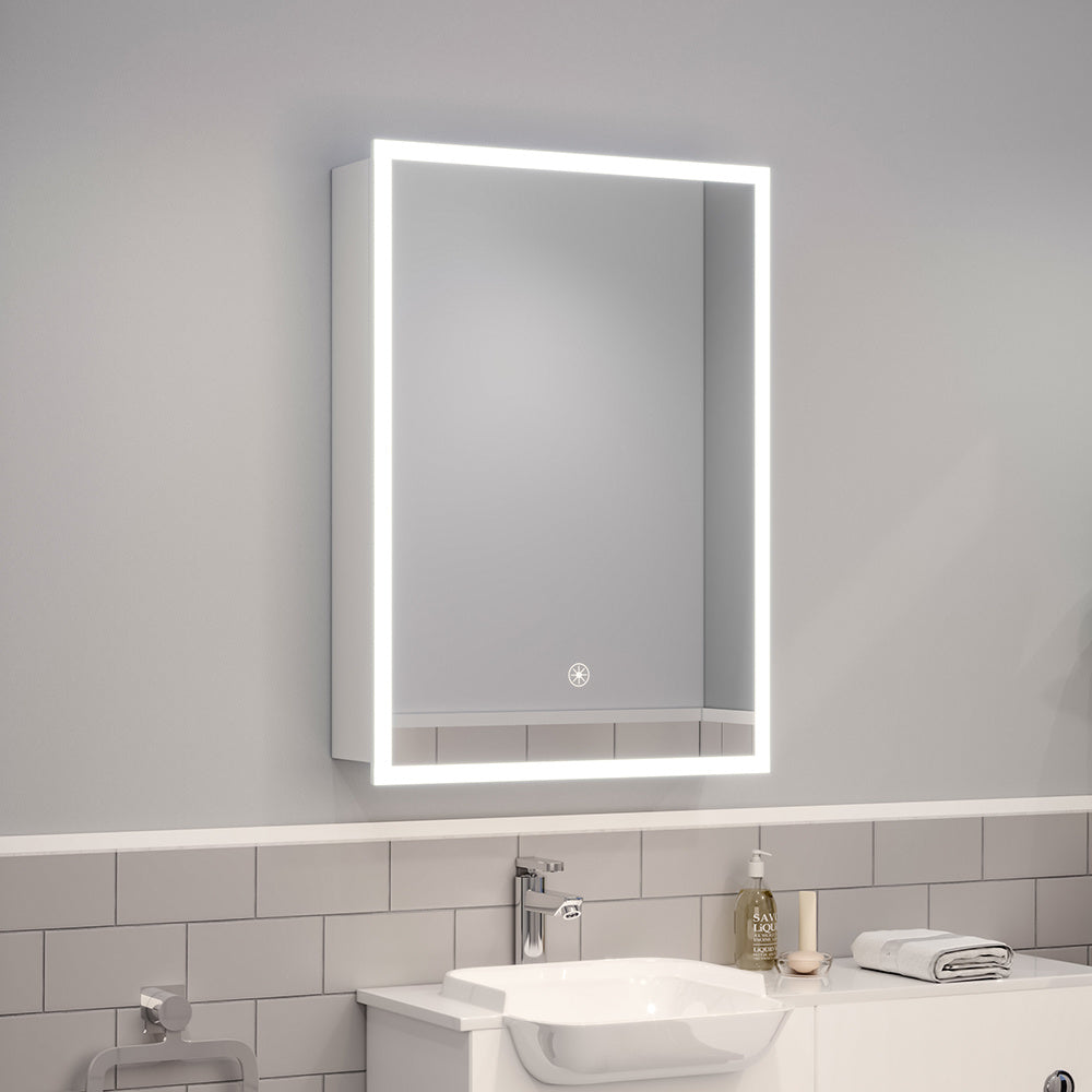Rectangular Wall Mount Mirror Cabinet with LED Light