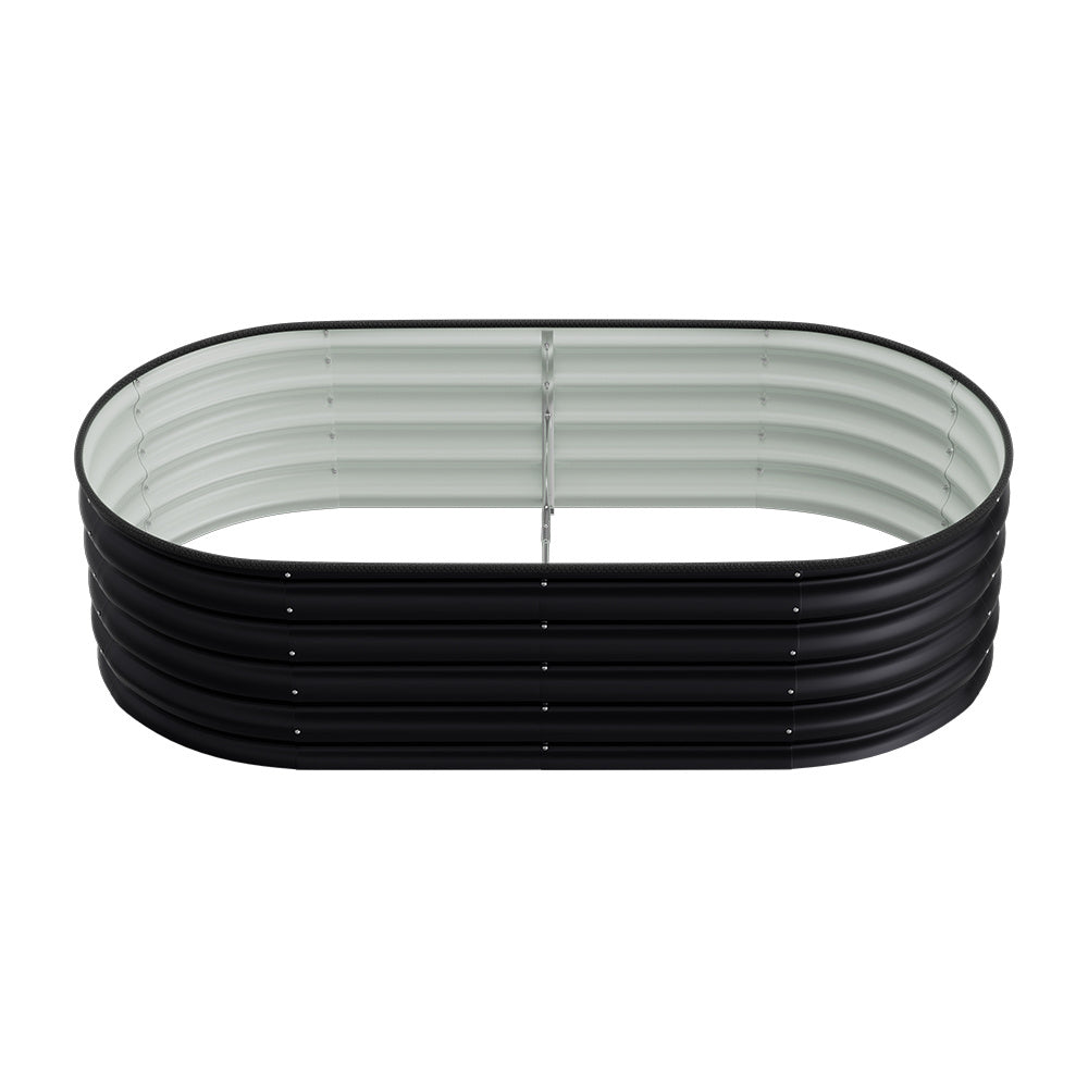 Anthracite 160cm Oval Shaped Galvanized Steel Raised Garden Bed