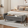 Linen Upholstered Storage Bench with Hidden Storage and Cushioned Seat