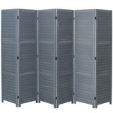 Folding Room Divider Privacy Separator Screen, Dark Grey 6 Panel