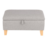 71CM Linen Storage Organizer Ottoman Footstool Light Grey