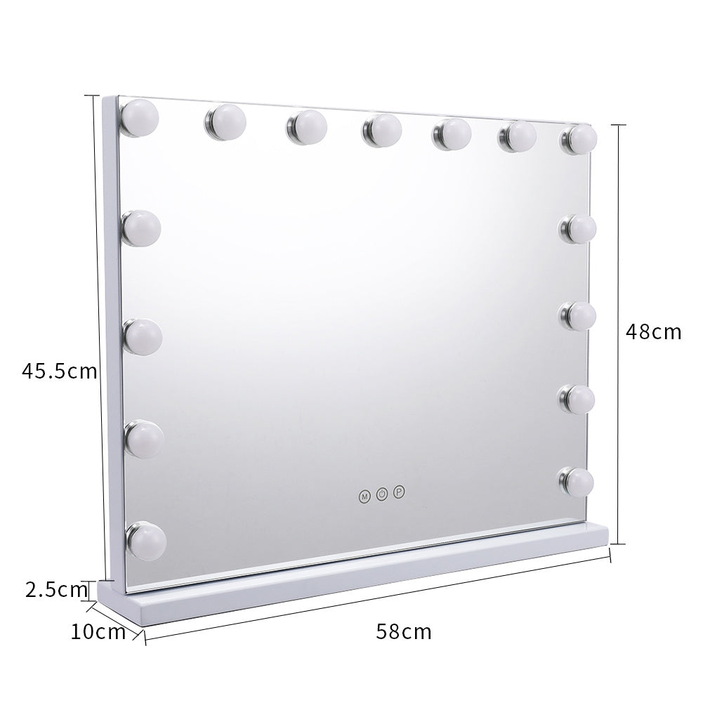 Makeup Dressing Mirror with Touch Sensor Dimmable 15 LED Lights
