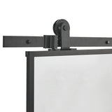 3 Frosted Glass Black Barn Door with Sliding Hardware Kit