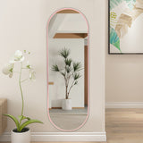 Modern Oval Metal Full Length Wall Mirror Rose Gold