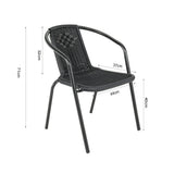 Set of 3 Garden Patio Glass Umbrella Round Table and Stackable Chairs Set