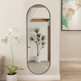 Black 160cm Oval Full Length Wall Mounted Mirror